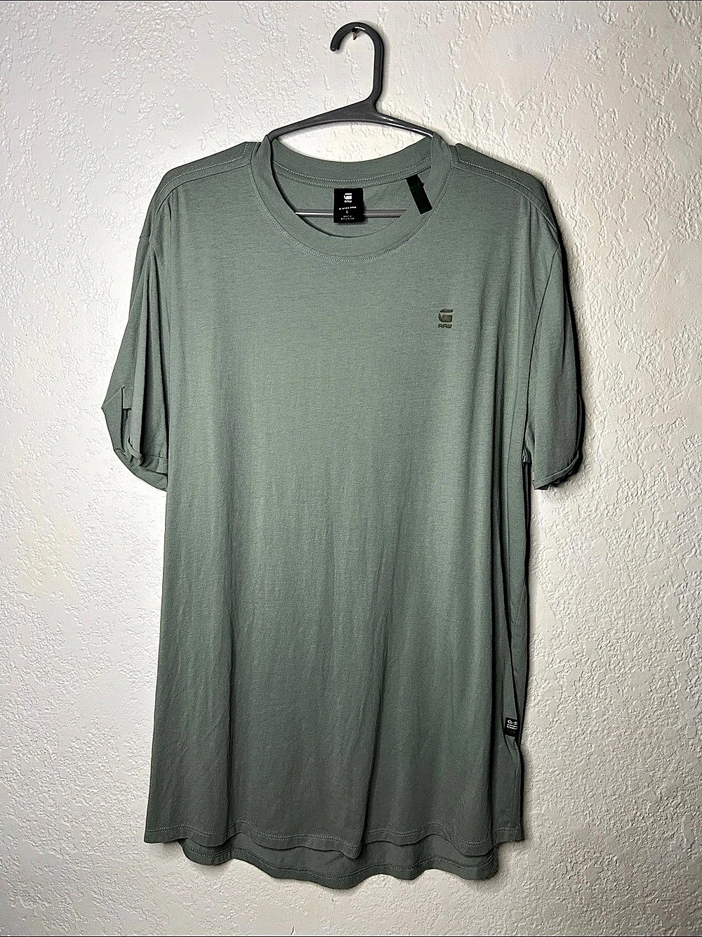G-Star RAW Curved Hem Logo T-Shirt Green Large